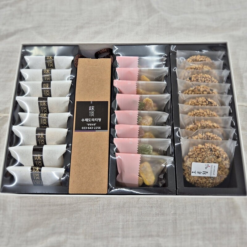 미담몰,강릉미담 (종합선물 25-02호)도라지정과 도라지청 생강정과 오곡칩 (도청생오) 맛과 멋과 품위있는 추석 설 명절선물 부모님 시댁