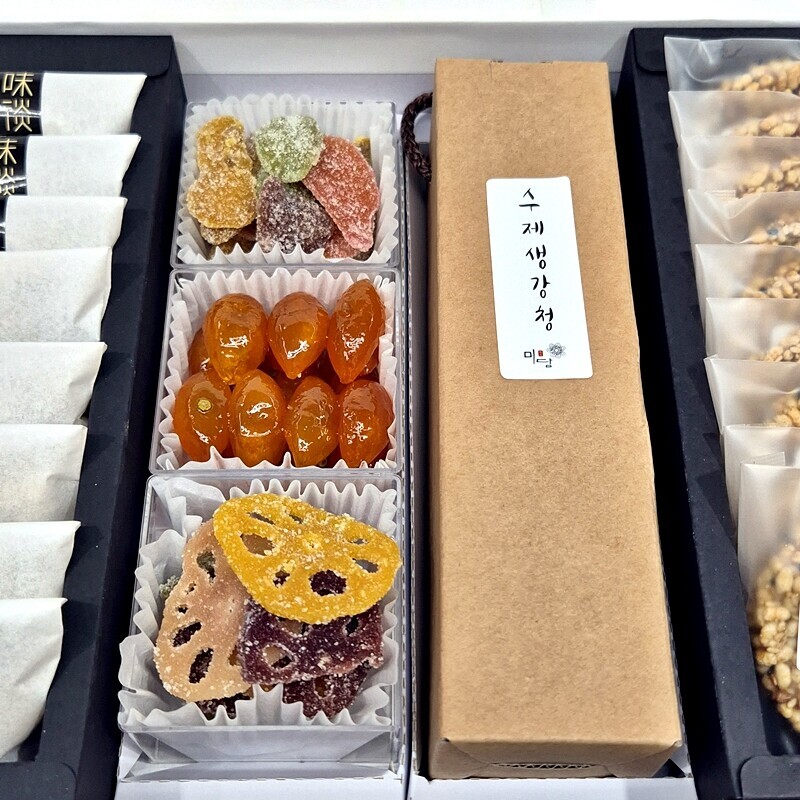 미담몰,강릉미담 (종합26-생강청&정과셑) 콩고물도라지정과,생강금귤연근정과,생강청,오곡칩, 맛과 멋과 품위있는 추석 설 명절선물 부모님 시댁